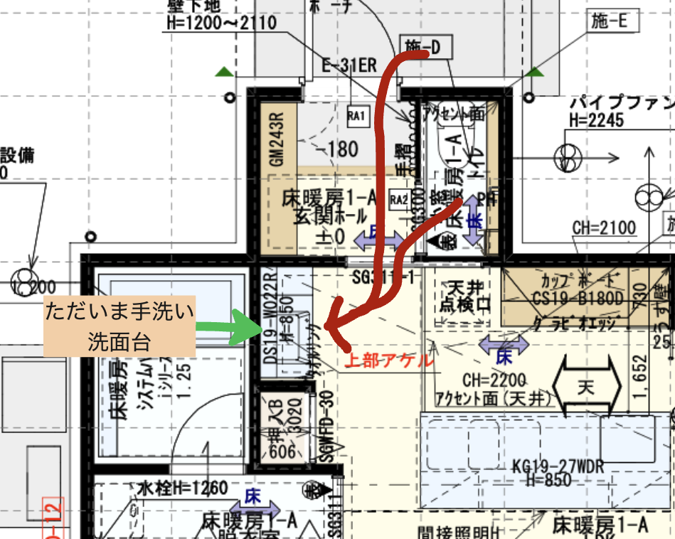 玄関→キッチン→ただいま手洗いの帰宅動線