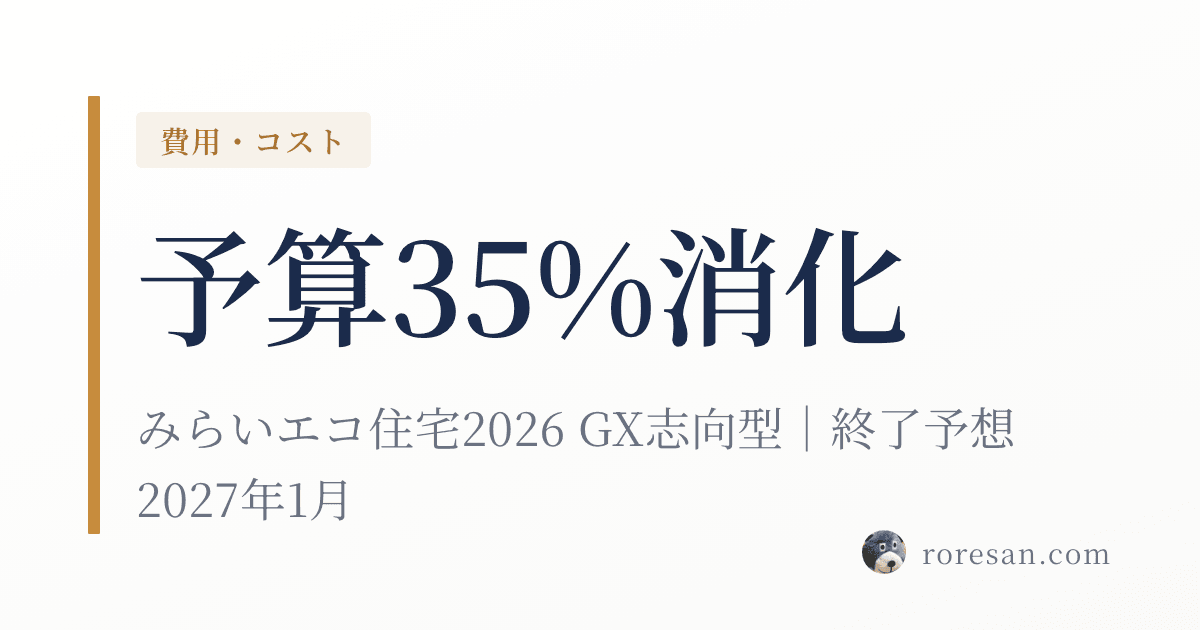 【速報・6月末版】みらいエコ住宅2026のGX志向型は予算を35%消化。終了予想は2027年1月｜秋の申請は間に合う？