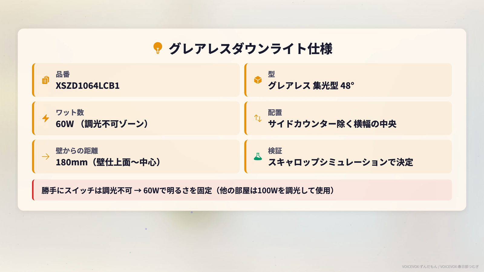 トイレ照明はグレアレスダウンライトとペンダントライトの2種類組み合わせ